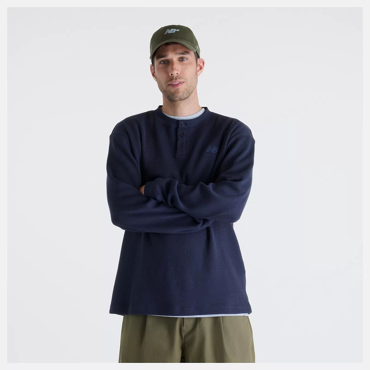 New Balance Numeric Waffle Knit Long Sleeve Henley DNT