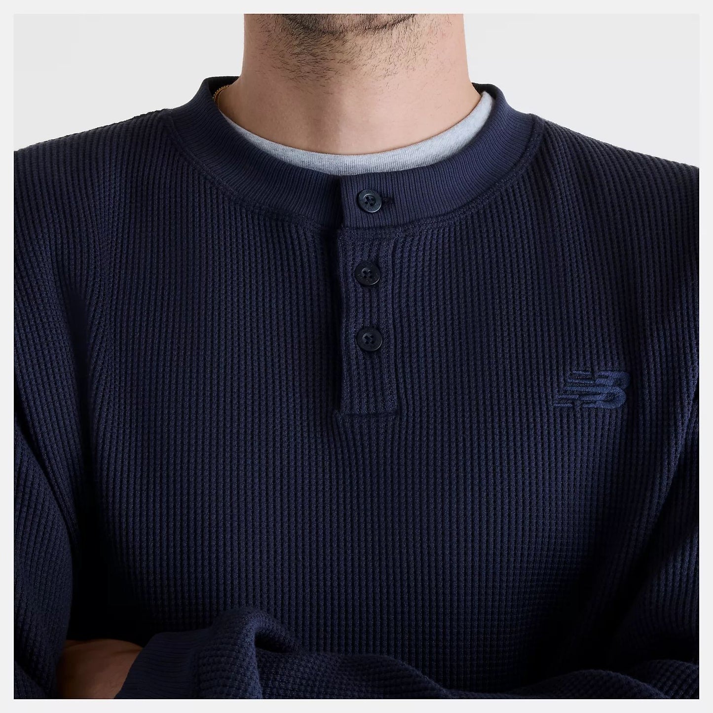 New Balance Numeric Waffle Knit Long Sleeve Henley DNT