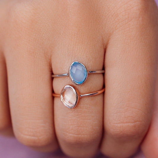 Pura Vida Organic Stne Blue Chalcedony Ring Size 6 Silver