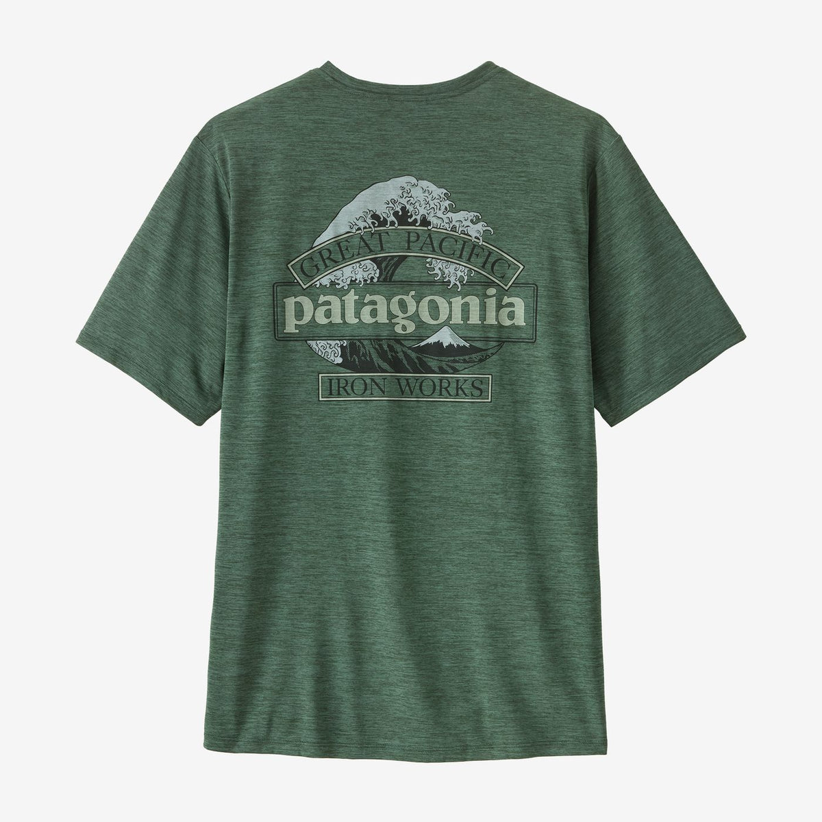 Patagonia Men's Cap Cool Daily Tee Great Waves Cygnet Canopy Green - Light