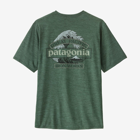 Patagonia Men's Cap Cool Daily Tee Great Waves Cygnet Canopy Green - Light