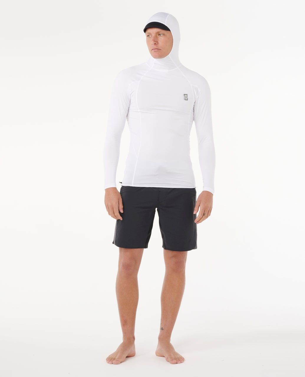 Rip Curl Search UPF Perf Hood L/S Rash Vest Black White