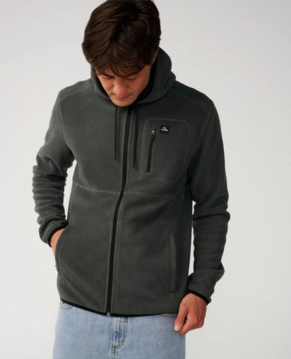 Rip Curl Departed Polar Fleece Zip Through Hoodie Charcoal Grey