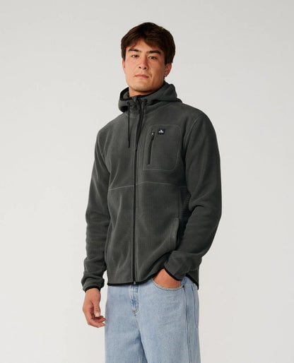 Rip Curl Departed Polar Fleece Zip Through Hoodie Charcoal Grey
