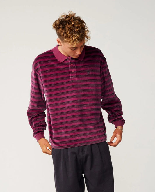 RipCurl Disorder Polo Washed Black Royal Plum