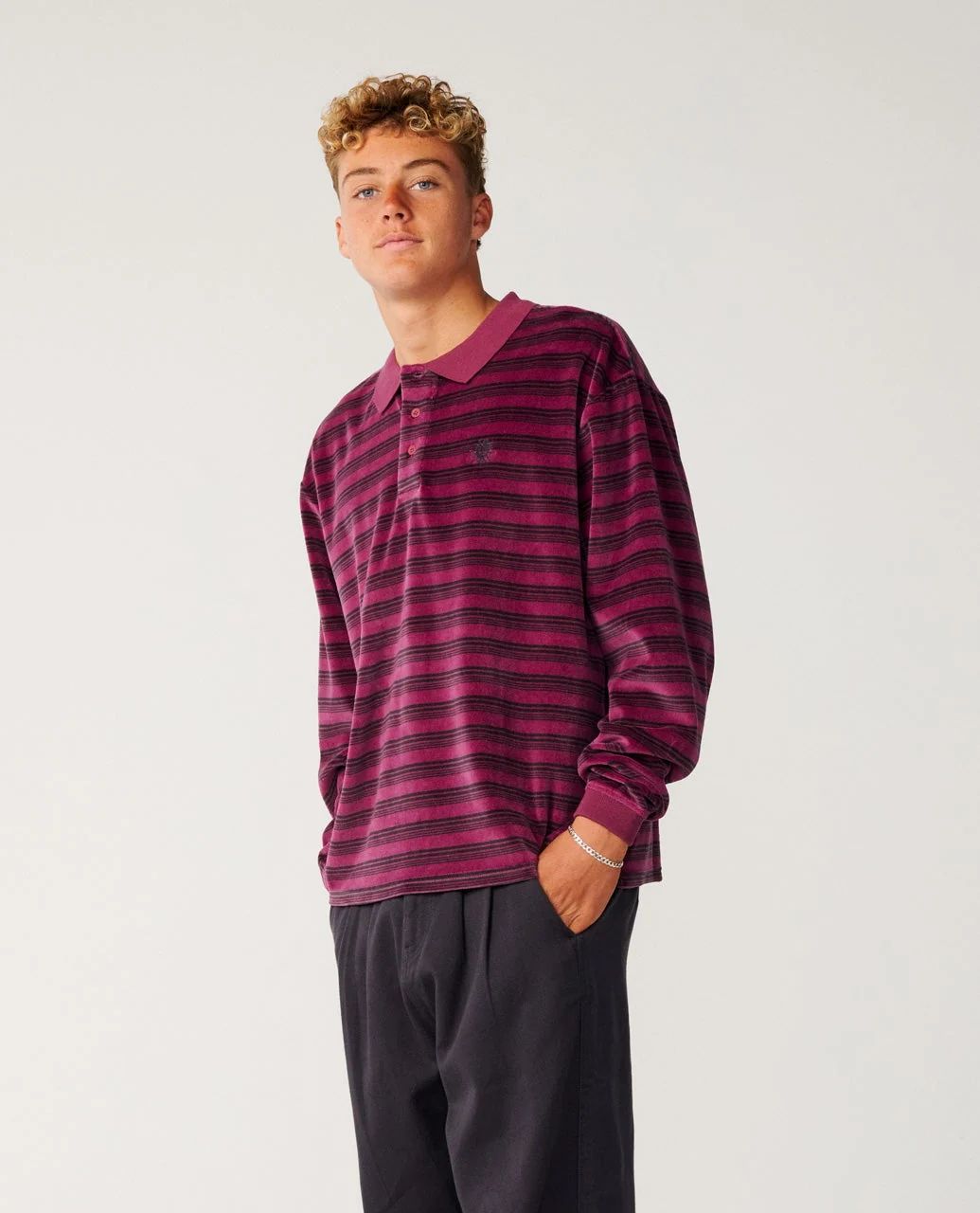 RipCurl Disorder Polo Washed Black Royal Plum