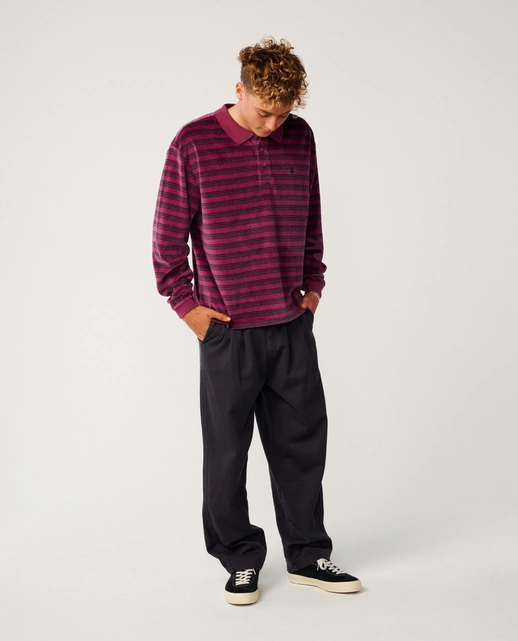 RipCurl Disorder Polo Washed Black Royal Plum