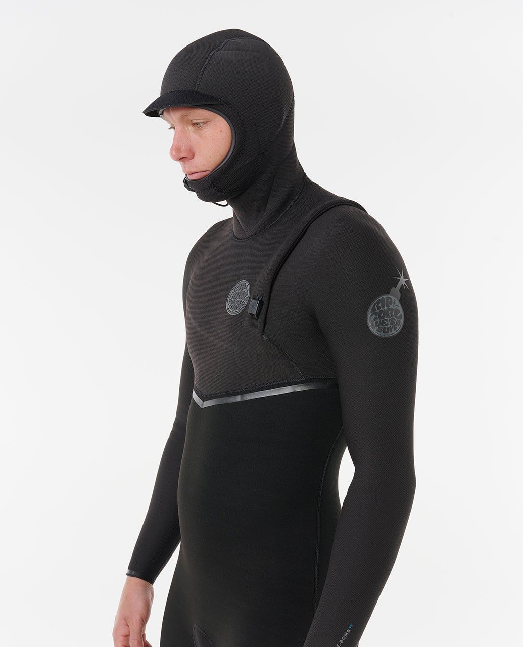 RipCurl E-Bomb 5/4 Zip Free Hood Wetsuit Black