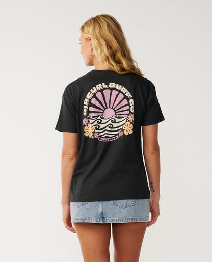 RipCurl Party Wave Art Relaxed Tee Washed Black