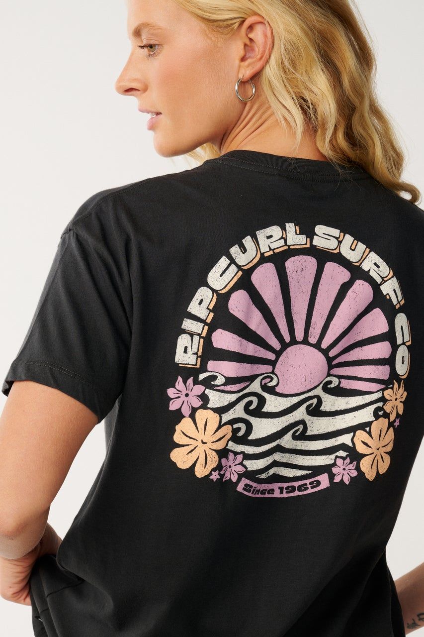 RipCurl Party Wave Art Relaxed Tee Washed Black