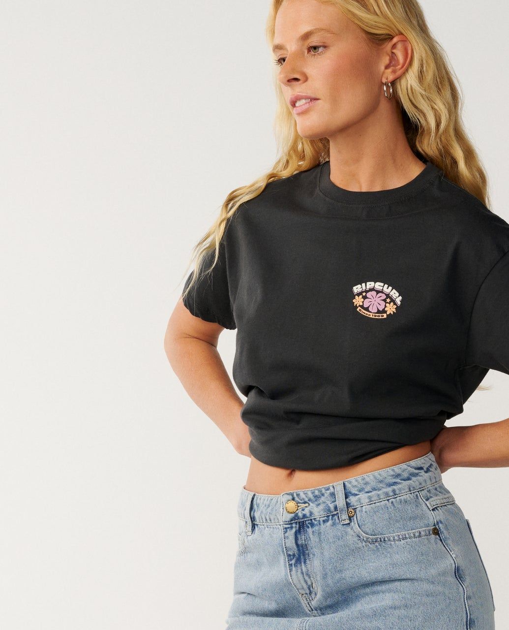 RipCurl Party Wave Art Relaxed Tee Washed Black