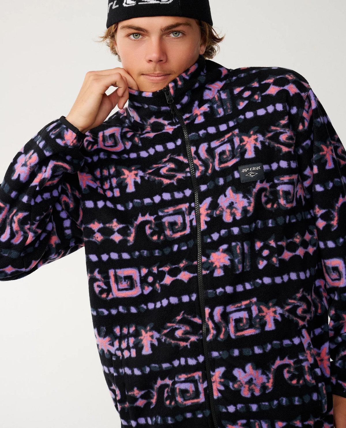 RipCurl Sessions Polar-Fleece-Sweatshirt Vintage White Black