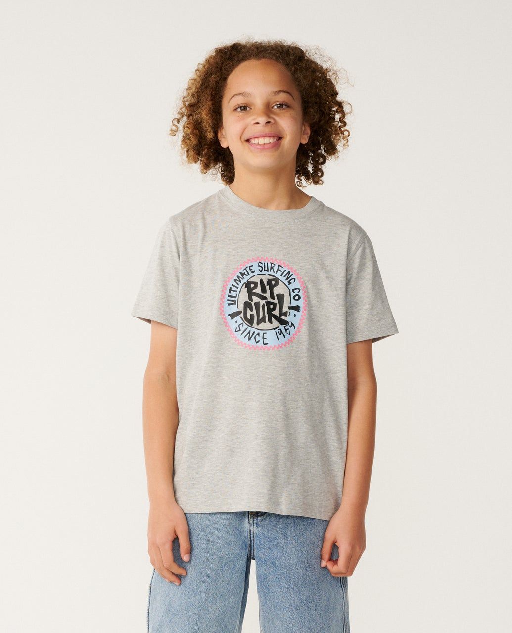 RipCurl Streamline Circle Logo Tee Black Grey Marle