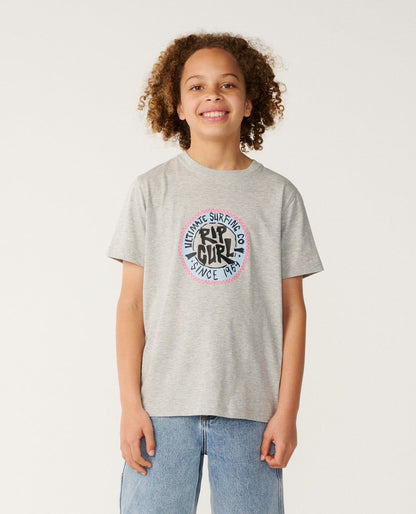 RipCurl Streamline Circle Logo Tee Black Grey Marle
