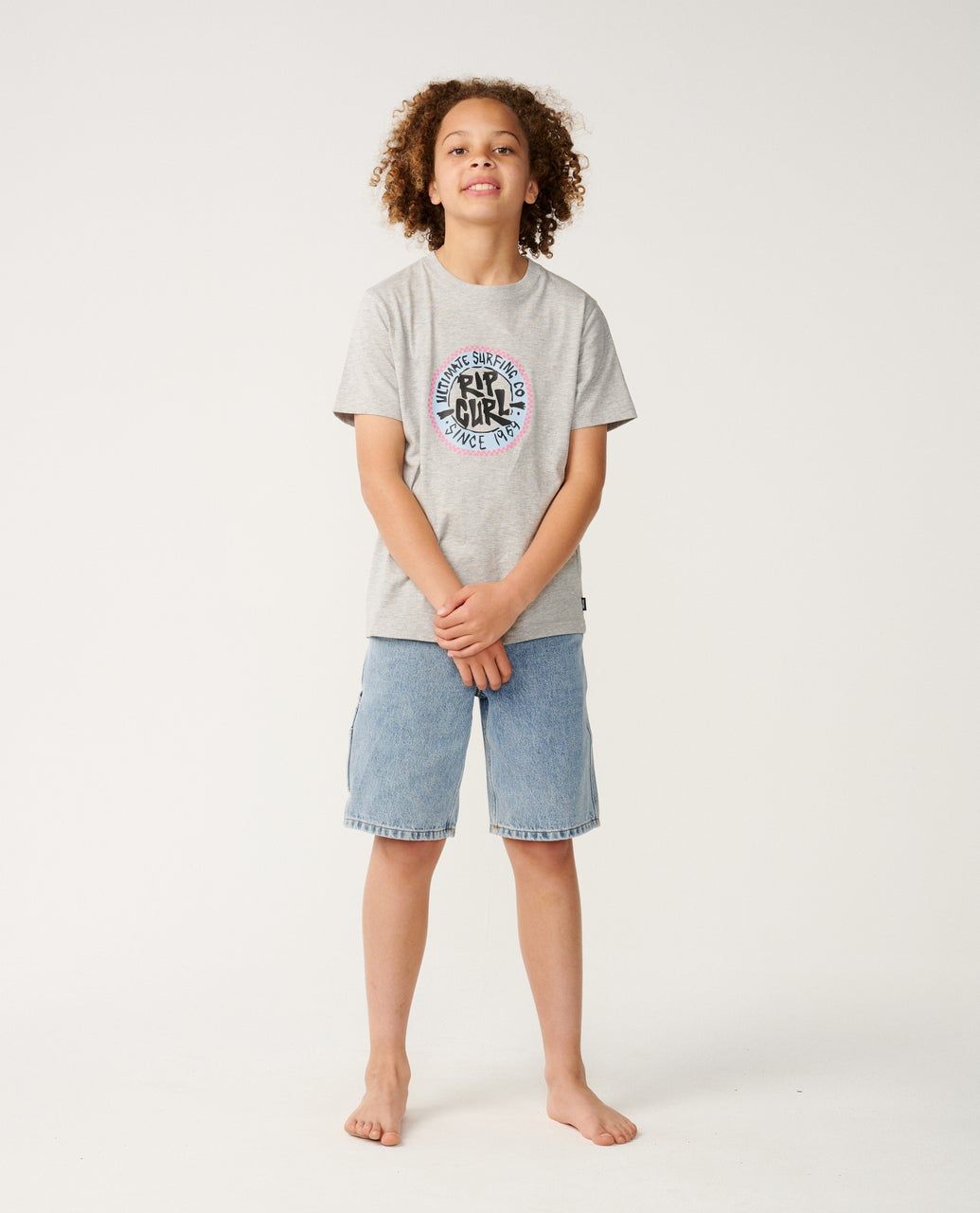 RipCurl Streamline Circle Logo Tee Black Grey Marle