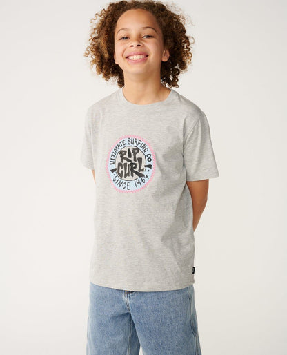 RipCurl Streamline Circle Logo Tee Black Grey Marle