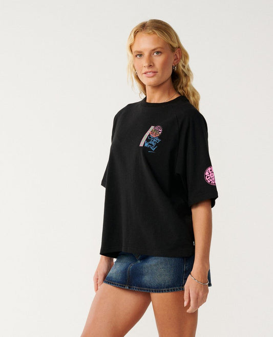 RipCurl Surf The World Boxy Tee Black
