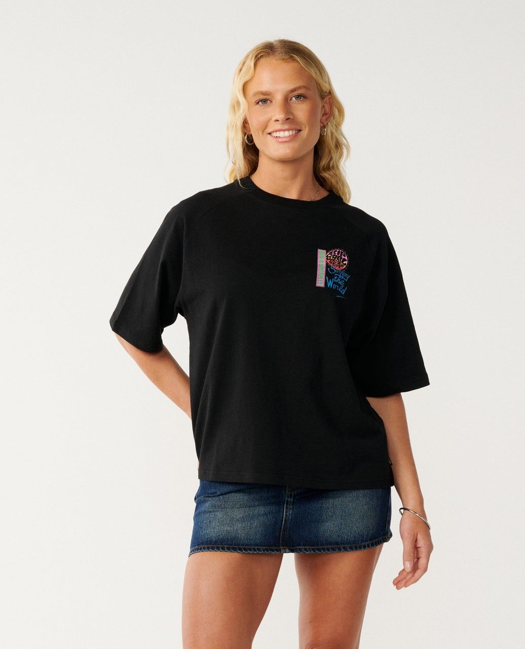 RipCurl Surf The World Boxy Tee Black
