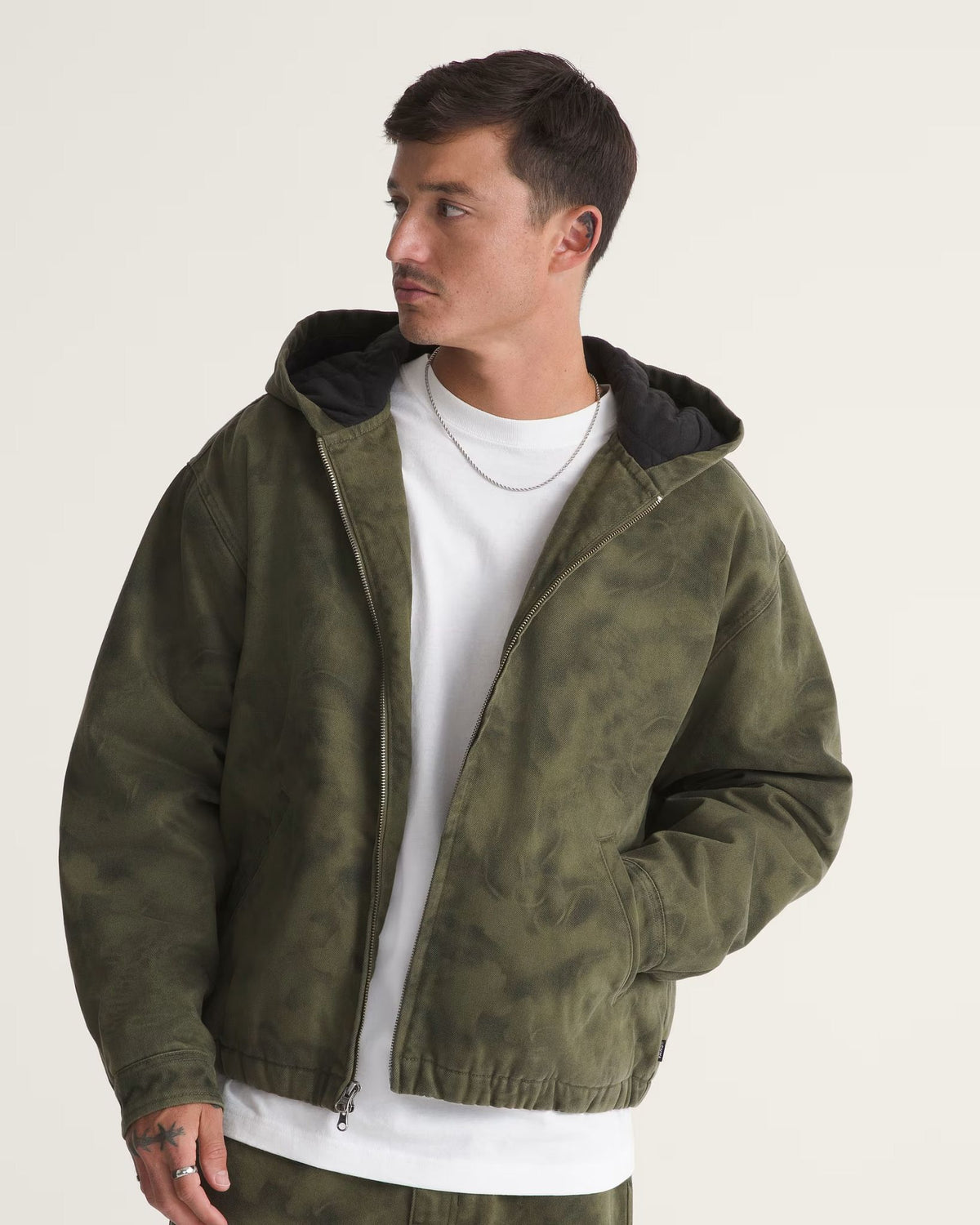 Vans Rez Cropped Denim Jacket Mossy Olive/Obsidian