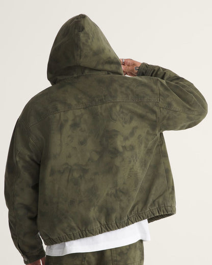 Vans Rez Cropped Denim Jacket Mossy Olive/Obsidian