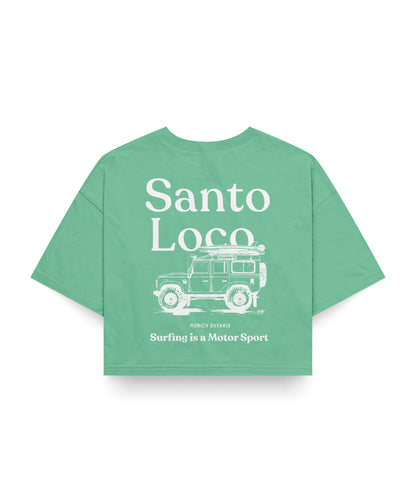 SantoLoco Munich Surfing is a MotorSport Green Cropped T-Shirt
