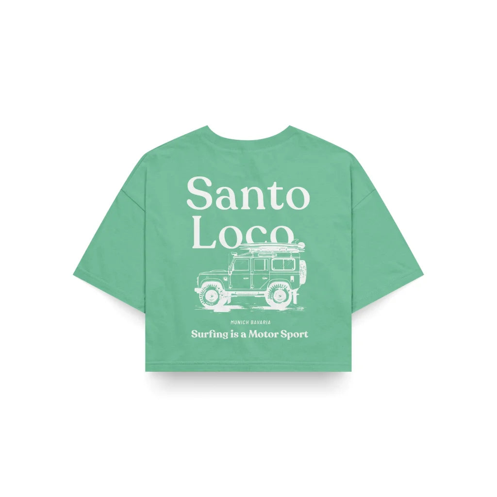 SantoLoco Munich Surfing is a MotorSport Green Cropped T-Shirt