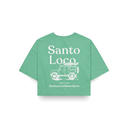 SantoLoco Munich Surfing is a MotorSport Green Cropped T-Shirt