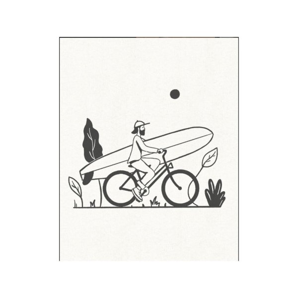 Postcard Studio Trev  Surfer auf Fahrrad