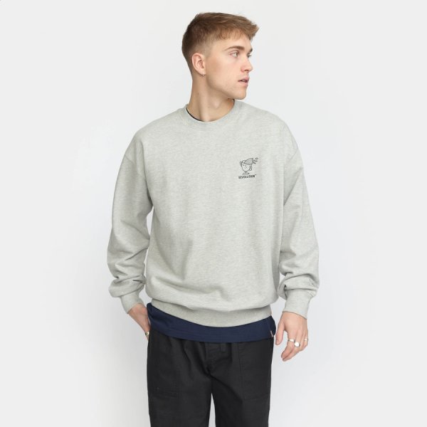 Revolution Grey-melange Printed Crewneck